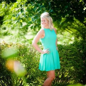 Backless Midi Turquoise Dress